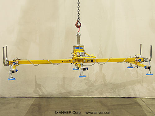 ANVER Mechanical Vacuum Generator with Six Pad Lifting Frame for Lifting & Handling Steel Sheets 12 ft x 6 ft (3.7 m x 1.8 m) up to 600 lbs (272 kg)